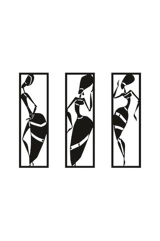 Afrikan Kadın 3'lü 3d Duvar Dekoru - Şık Ve Minimalist Tasarım 20cm