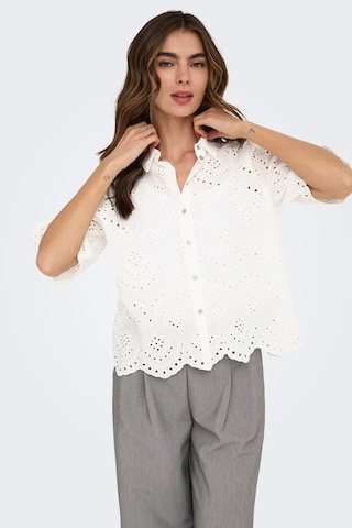 Only Onlvalais % 100 Pamuk Regular Fit Klasik Yaka Ajurlu Gömlek Bayan Gömlek 15351106 Ekru