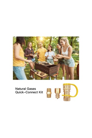 Monyee 3/8" Bakır Doğal Gaz Izgarası Hortumu Hızlı Bağlantı Uyumlu 3'lü Adaptör Seti