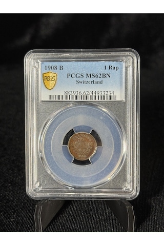 Pcgs Ms62bn 1908 B İsviçre 1rap Sertifikalı Nfc Çipli Özel Koleksiyon Parası