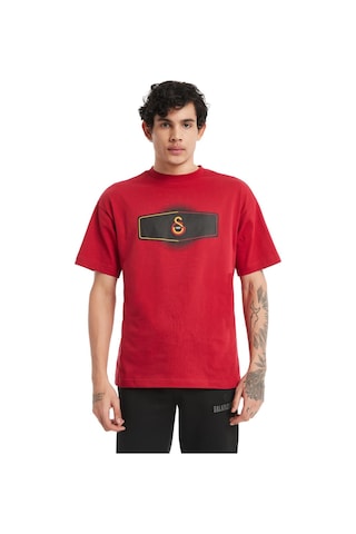 Beşiktaş Galatasaray Orijinal Lisanslı Uv Aslan Baskılı Gs Logo Kırmızı Erkek T-shirt KIrmızı