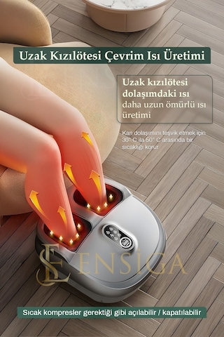 Yoğurmalı Isıtmalı Silindir 8d Hava Yastığı Kompres Baldır Çok İşlevli Ayak Masaj Aleti Mavi