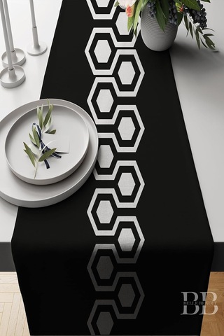 Modern Tasarım 3d Dijital Baskılı Dekoratif, , Yumuşak Dokulu, Amerikan Servisi 140x40 Cm Runner. Siyah Beyaz Çizgili Diğer