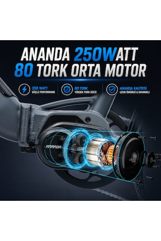 Orta Motor Katlanabilir Elektrikli Bisiklet B13m Gri - Beyaz 14AH