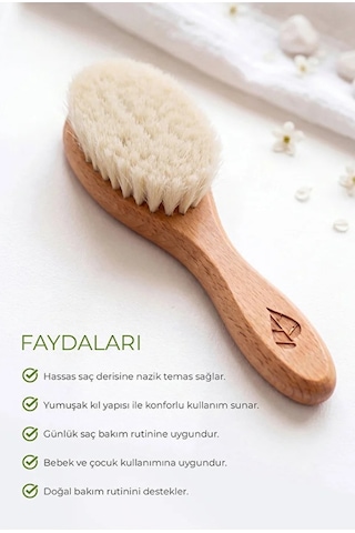 Ecowera Doğal Keçi Kılı Bebek Saç Fırçası