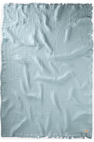 Cigit Dört Kat Püsküllü Organic Müslin Battaniye 80x120 CM Mint Yeşili