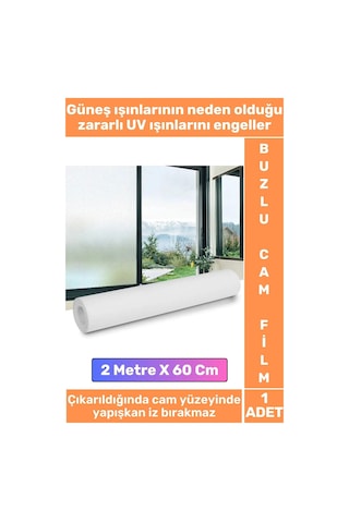Premium İz Bırakmaz İç Göstermez Gizlilik Ofis Salon Banyo Uv Koruyucu Buzlu Cam Film 2metre X 60 Cm