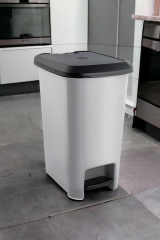 Slim Pedallı Çöp Kovası 25 Litre Gri Çöp Kovası Çok Renkli