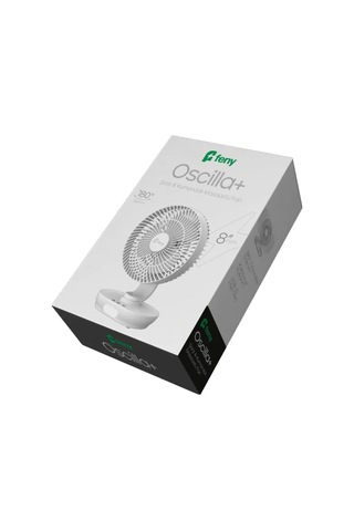 Feny Fn-f88, Oscilla+, Beyaz, 3 Kademeli Hız, 150 Derece Otomatik Salınım, 8" Kanat, Masaüstü, Gece Lambası, Dahili 3000mah Bataryalı, Type-c Şarj Girişli, Vantilatör