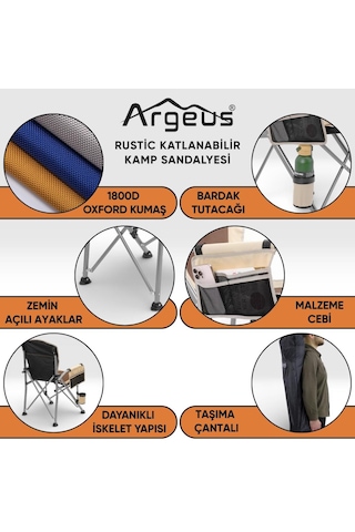 4 Adet Katlanır Kamp Sandalyesi Ve Alüminyum Masa Seti - Rustic Silver - Mavi Çok Renkli