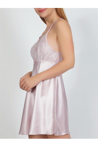 Nbb 3299 Dantel-Saten Askılı Gecelik (424314028) Pudra