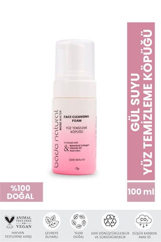 Bade Natural Gül Suyu İçerikli Yüz Temizleme Köpüğü 100 ML