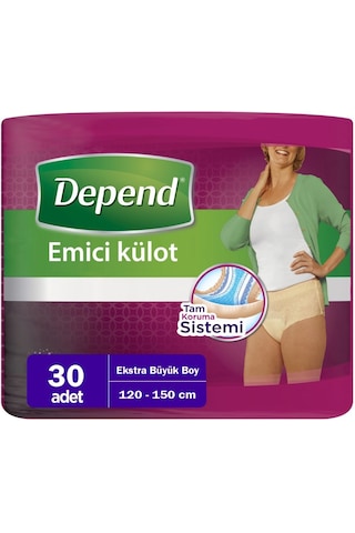 Depend Emici Külot Kadın Hasta Bezi Extra Büyük Boy 30'Lu