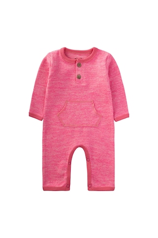 Cigit Melanjlı Kanguru Cepli Tulum Pembe Melanj