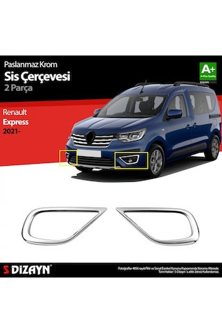 S-dizayn Renault Express Krom Sis Farı Çerçevesi 2 Prç 2021 Üzeri