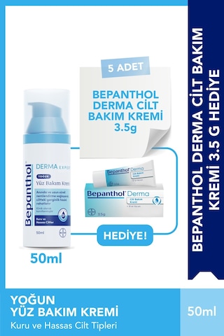 Derma Yoğun Nemlendirici Yüz Bakım Kremi 50 ml + 5 Adet Cilt Bakım Kremi 3.5 G