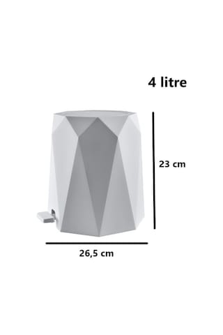 Omnipazar Elf-476 Geo Plastik Pedallı Çöp Kovası 4 Litre Beyaz