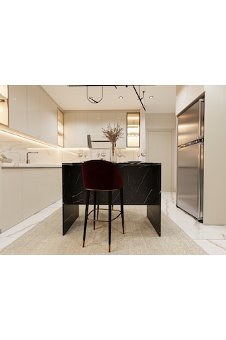 Asra Trend Mutfak Adası MA-03 %100 MDF Yemek ve Bar Masası Royal Mermer