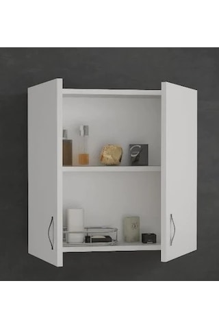 Labelladizayn 2 Kapaklı Banyo Üst Dolabı %100 Mdf Beyaz