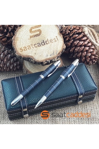 Steel Pen İsme Özel 2 Li Desenli Metal Kalem Seti