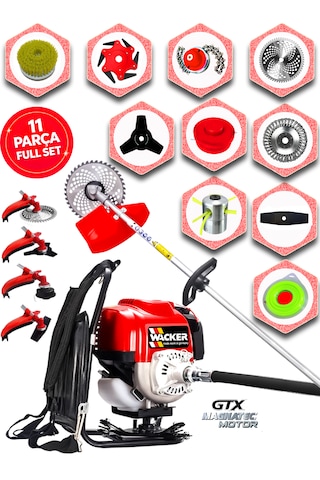 Prowackers German Gx-448 Elıte Sırt Tipi Benzinli Ot Çalı Çim Biçme Tırpanı+ 11 Pcs Full Set Hali Yıkamalı