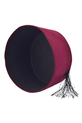 Osmanlı Bordo Erkek Püsküllü Damat Kına Fesi 8cmx51cm Kısa