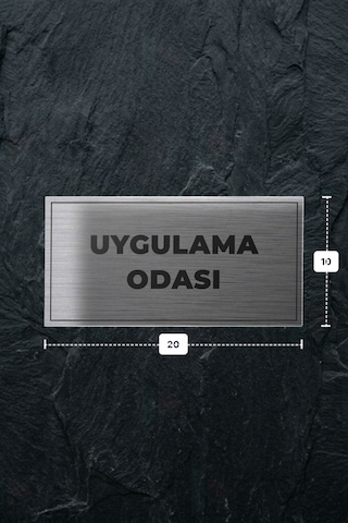 Uygulama Odası Yazılı - Metal - Gümüş Renk - Kapı İsimliği - 20x10 Cm