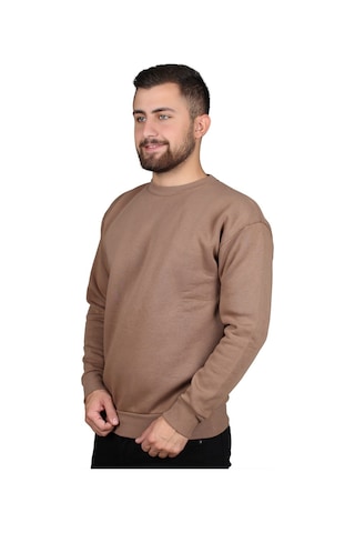 MANTA 5329 Sırt Baskılı Sweatshirt-25658 Kahverengi