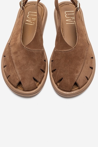 Luvishoes Belas Taba Süet Hakiki Deri Kadın Sandalet