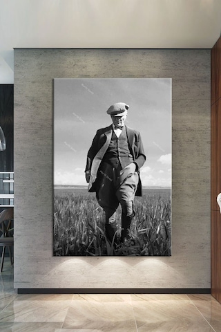 Atatürk Kanvas Tablo Dev Boy Yağlıboya Görünümlü 120 x 80