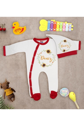 Bk Kids Kişiye Özel Bebek Kıyafeti, Bebek Giyim Hediyesi, Tulum Zıbın Ve Kukuletalı Şapka Seti-12 Çok Renkli