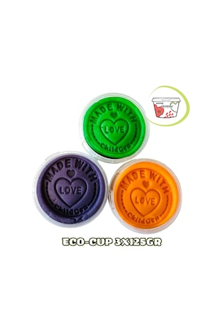 Doğal Oyun Hamuru - Eco Cup- 3'lü Ara Renkler Mor - Yeşil - Turuncu 3x125gr