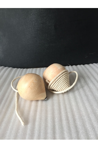 10 Adet Boyasız Ahşap Topaç - Nostaljik Ahşap Oyuncak