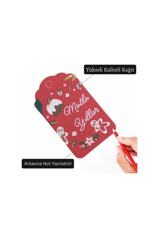 Yılbaşı Mutlu Yıllar Yazılı Hediye Etiketi, Yeniyıl Paketleme Kar