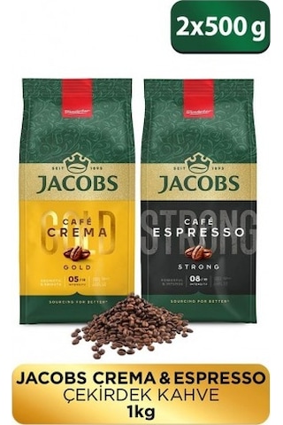 Jacobs Çekirdek Kahve Tanışma Paketi Espresso 500 Gr+cafe Crema PKT.JACOBS.016 Çekirdek