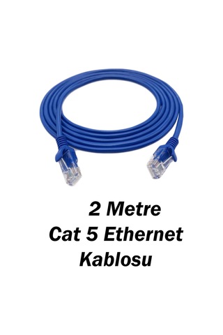 2 Metre Cat 5 Ethernet Kablosu Rj45 Cat5 İnternet Ağ Kablosu Mavi