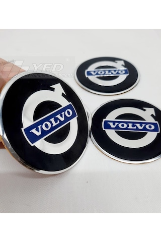 Jant Göbeği Arma Volvo 60Mm Alüminyum 4Lü Set Mavi Siyah