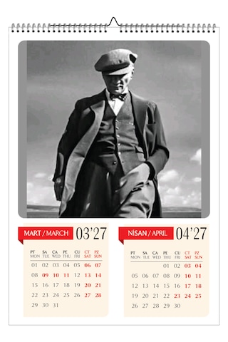 2027 Mustafa Kemal Atatürk Duvar Takvimi-a3 Ebat-6 Sayfa Fotoğraf Kağıdına Baskılı-atatürk İmzalı Pvc Kapaklı Diğer