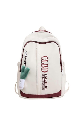 Ganzhoushop Yüksek Değerli Okul Çantası Instagram Kore Tarzı Sırt Çantası Erkek Büyük Kapasiteli Kampüs Ortaokul Lise Sırt Çantası Kore Tarzı Basit Okul Çantası Krem-beyaz Çok Renkli