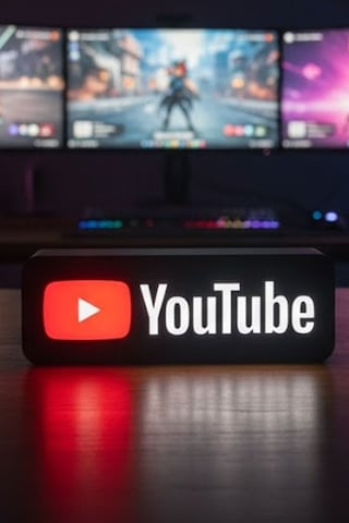 Youtube Logolu Dekoratif Aydınlatma Çok Renkli
