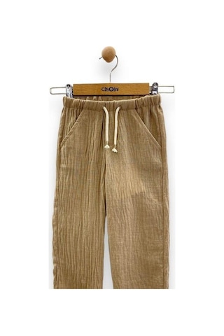 Çikoby Erkek Çocuk Keten Pantolon-14561 Bej