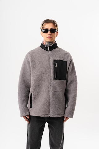 Respire Erkek Zip Oversize Teddy Ceket Gri