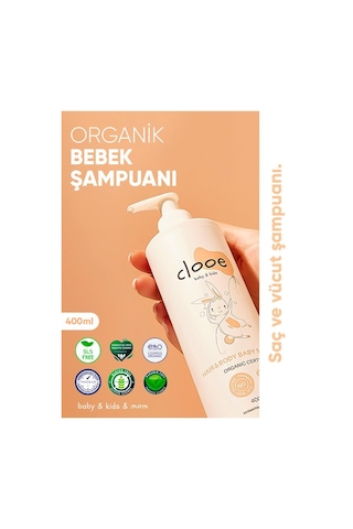 Clooe Organik Bebek & Çocuk Saç, Vücut Şampuanı 400 ML - 2'li Fırsat Paketi