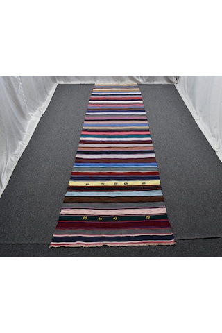 Zehra Abla Halı Yeni El Dokuma Otantik Bukleli Pamuklu Yolluk Kilim 6289