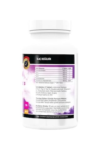 Collagen Tip 1 Tip 2 Tip 3 Hyaluronik Asit Vitamin C 90 Tablet