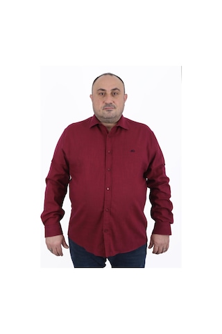 Moc Grande Büyük Beden Erkek Gömlek Uzun Kol Classıc Mürdüm 22308-6 Mürdüm