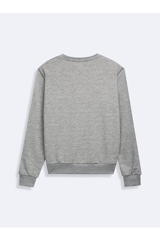 Ltb Uzun Kollu Sıfır Yaka Sign Baskılı Gri Sweatshırt Çok Renkli L