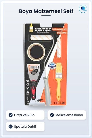 Boyacı Seti Fırça Rulo Maskeleme Bandı Spatula Boyama İşleri İçin