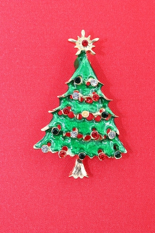 Zirkon Taşlı Cam Ağacı Broş. Çam Ağaçlı Yaka İğnesi Erkek Kadın Broş. Çok Renkli