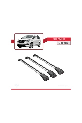 Opel Combo E 2019-2022 Arası İle Uyumlu Ace-1 Ara Atkı Tavan Barı Gri 3 Adet Bar